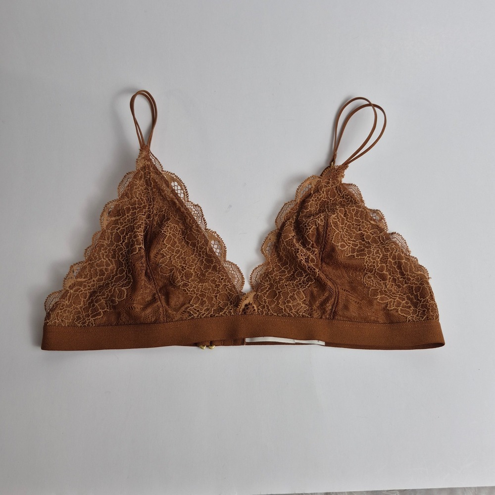 Madewell Lace Triangle Bralette Cedar Brown Mesh Lined MW119N Women's Medium